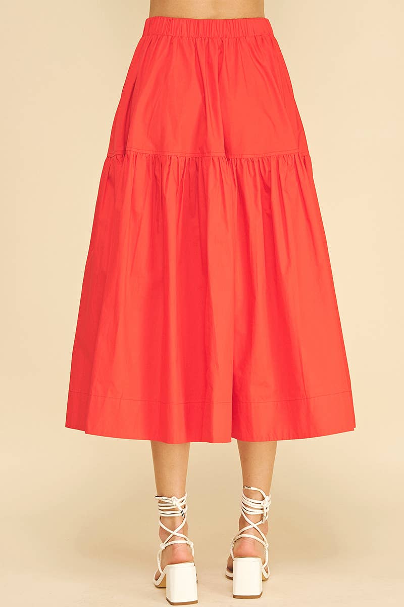 Poplin Tiered Midi Skirt