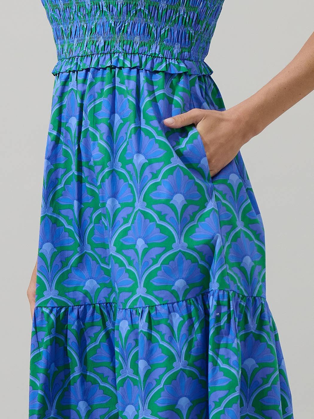 Sera Floral Ember Smocked Midi Dress