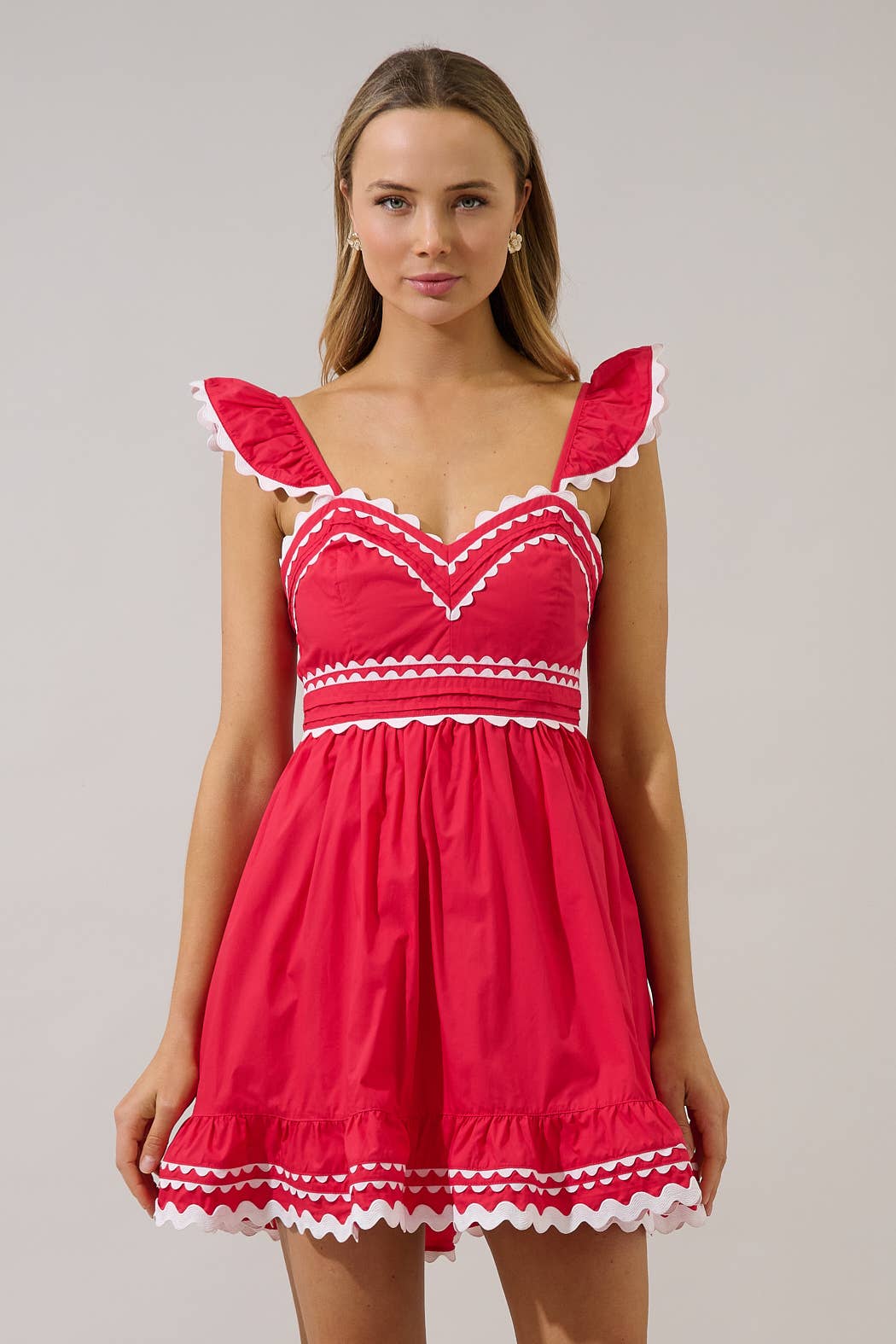 Gennie Contrast Ruffle Mini Dress