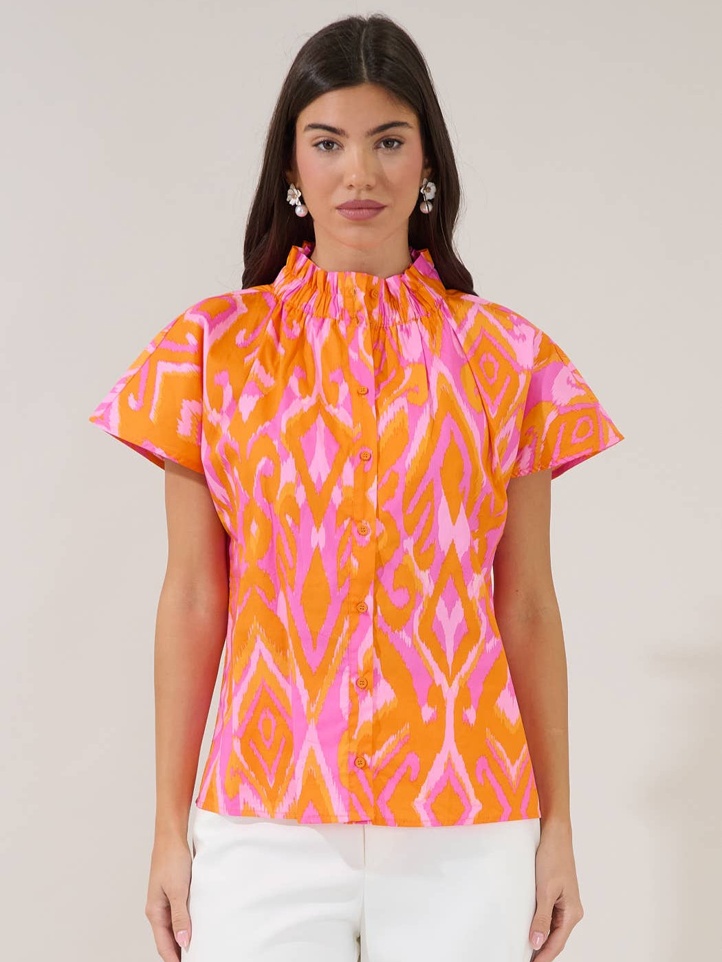 Patma Ikat Mock Neck Top