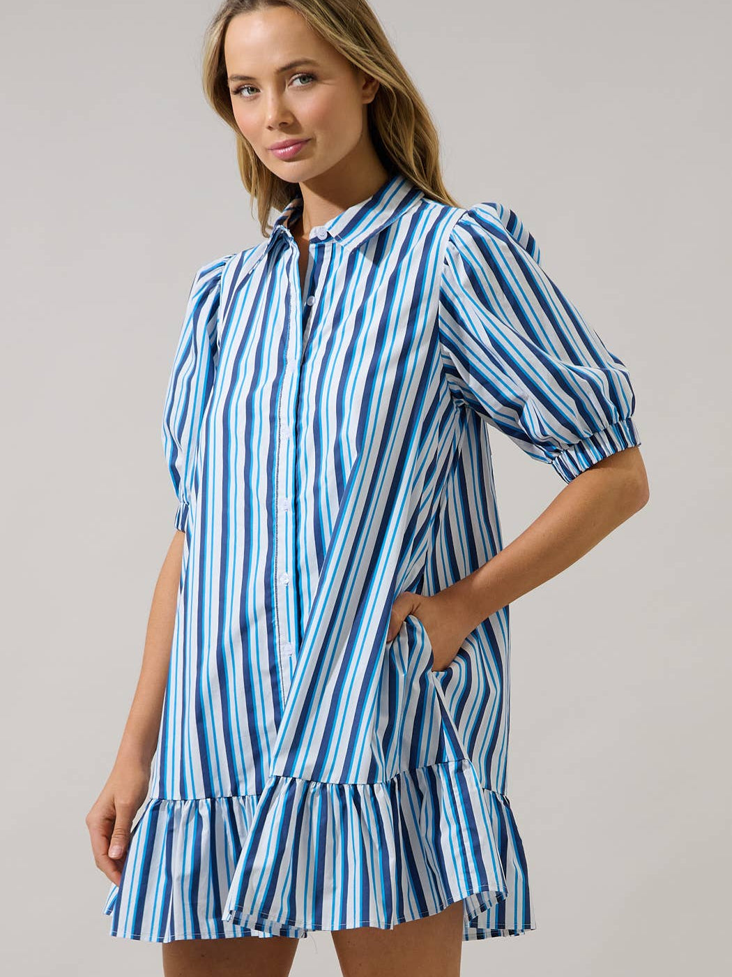 Levy Norra Stripe Button Down Shift Dress