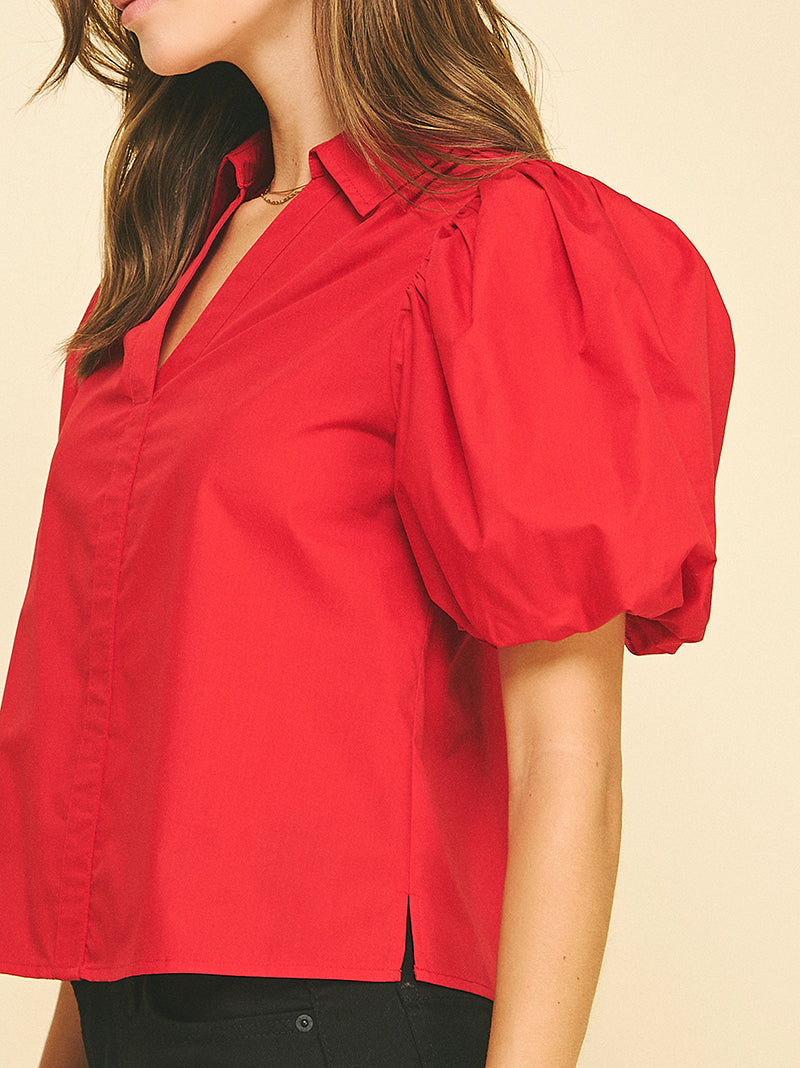 Bubble Sleeve Blouse Top