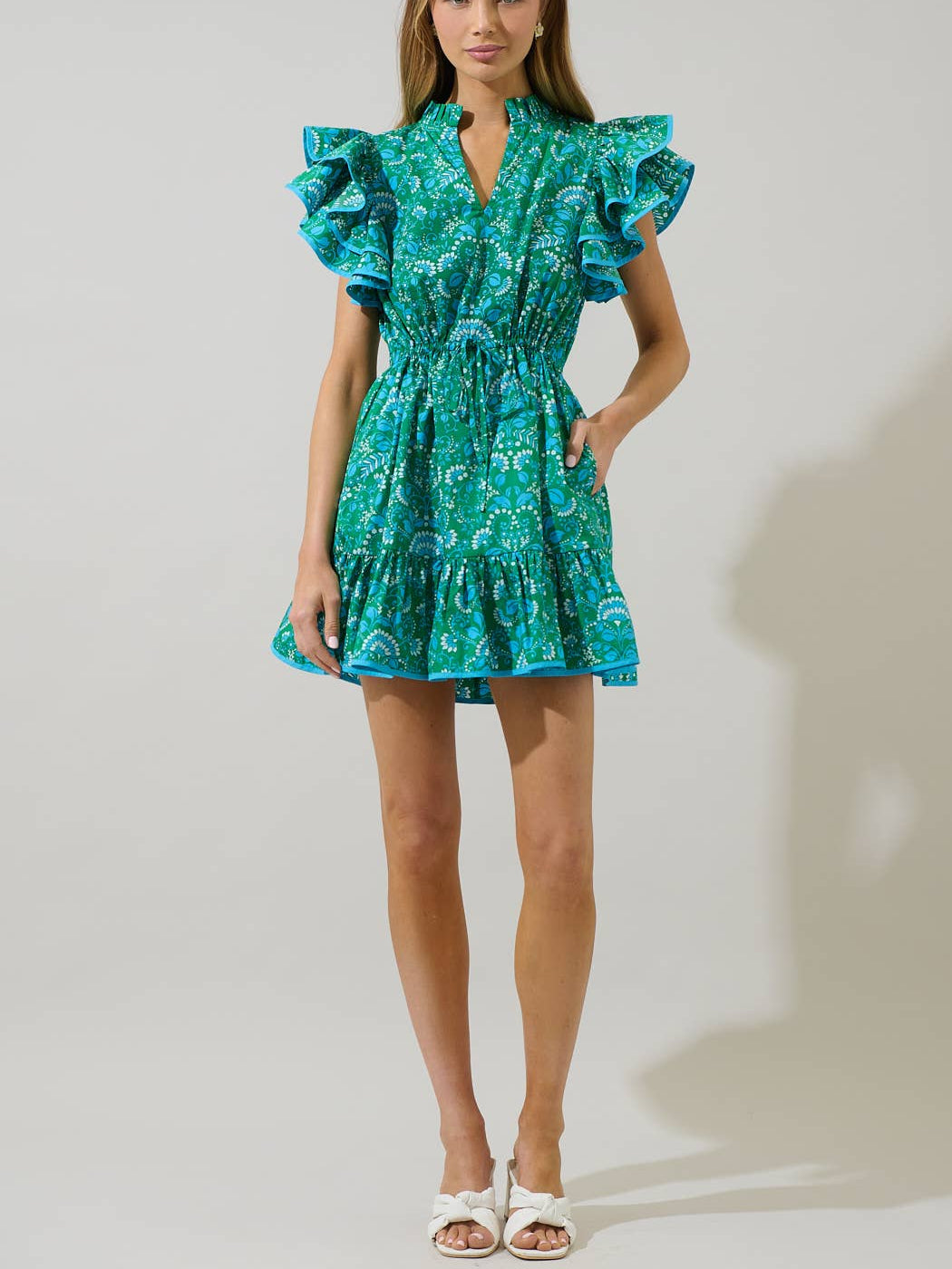 Alina Floral Ruffle Shift Mini Dress
