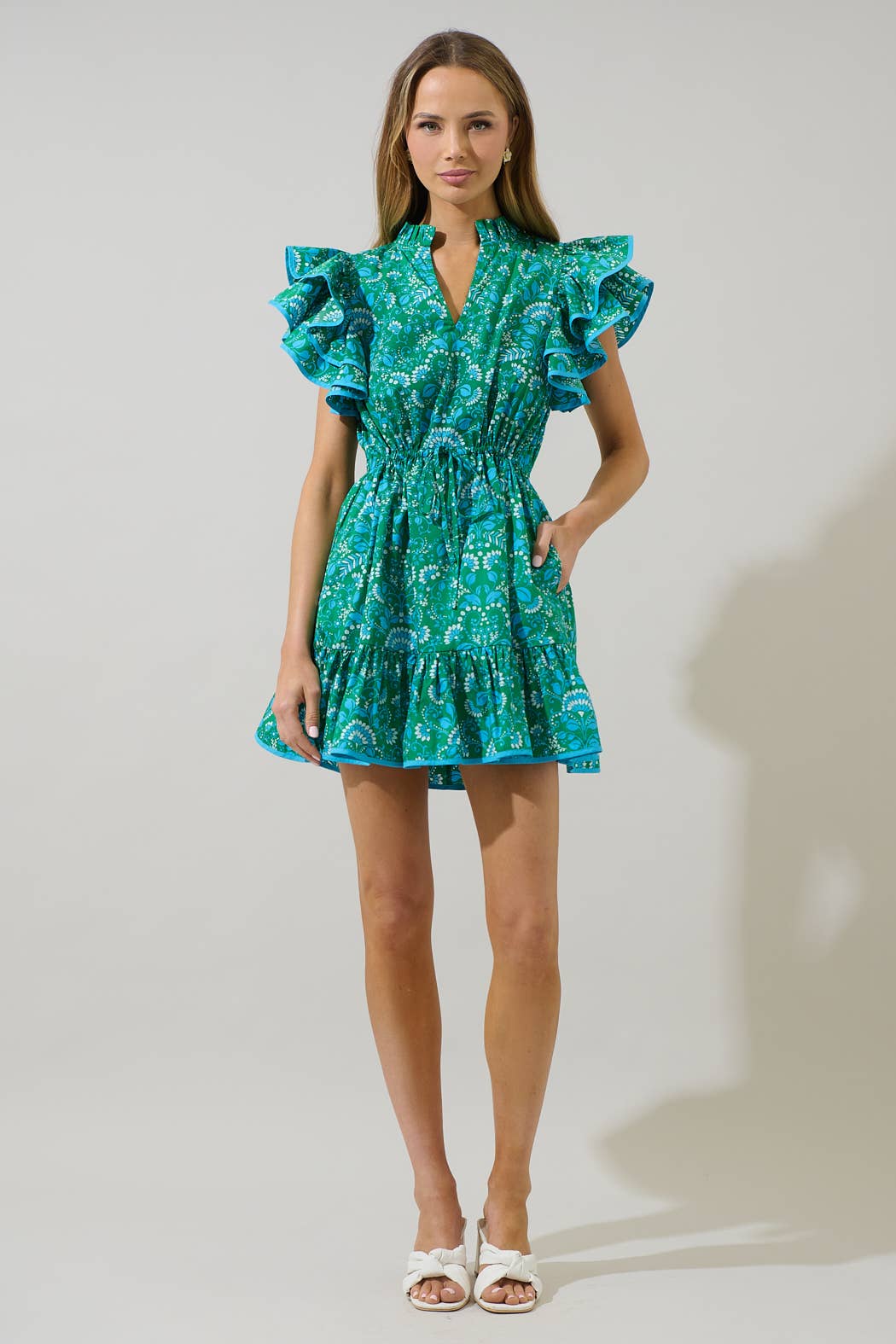 Alina Floral Ruffle Shift Mini Dress