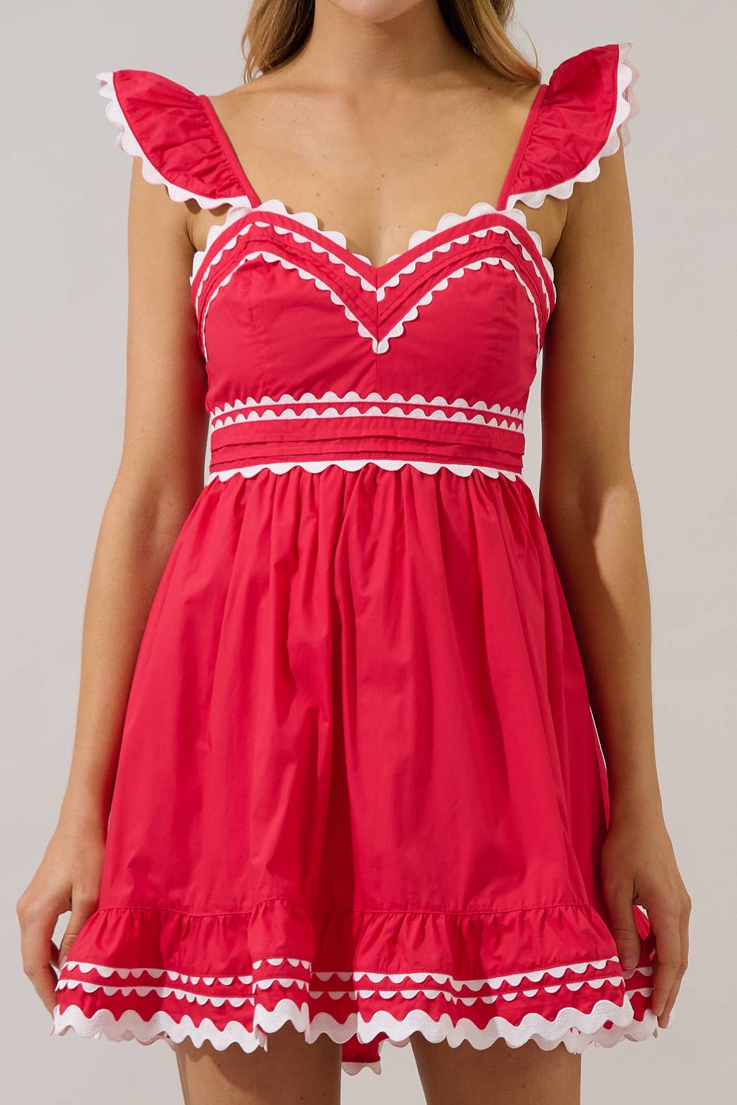 Gennie Contrast Ruffle Mini Dress