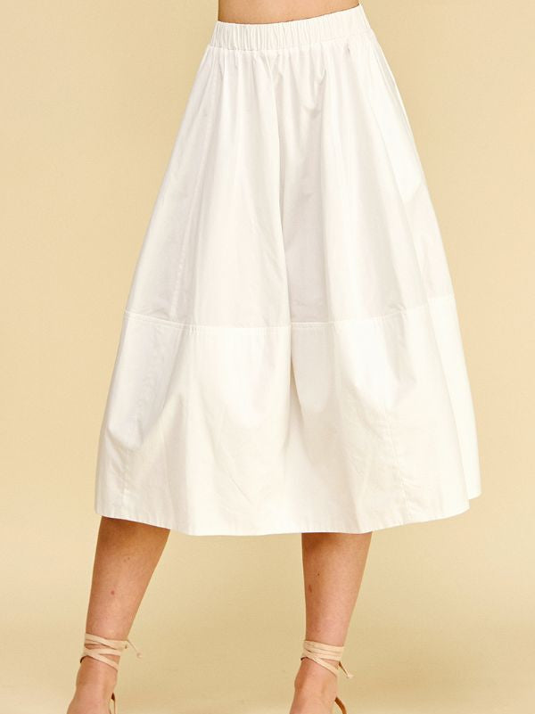 Pleated Poplin Midi Skirt