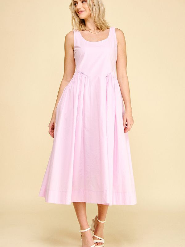 Poplin A-line Midi Dress