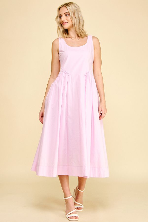 Poplin A-line Midi Dress