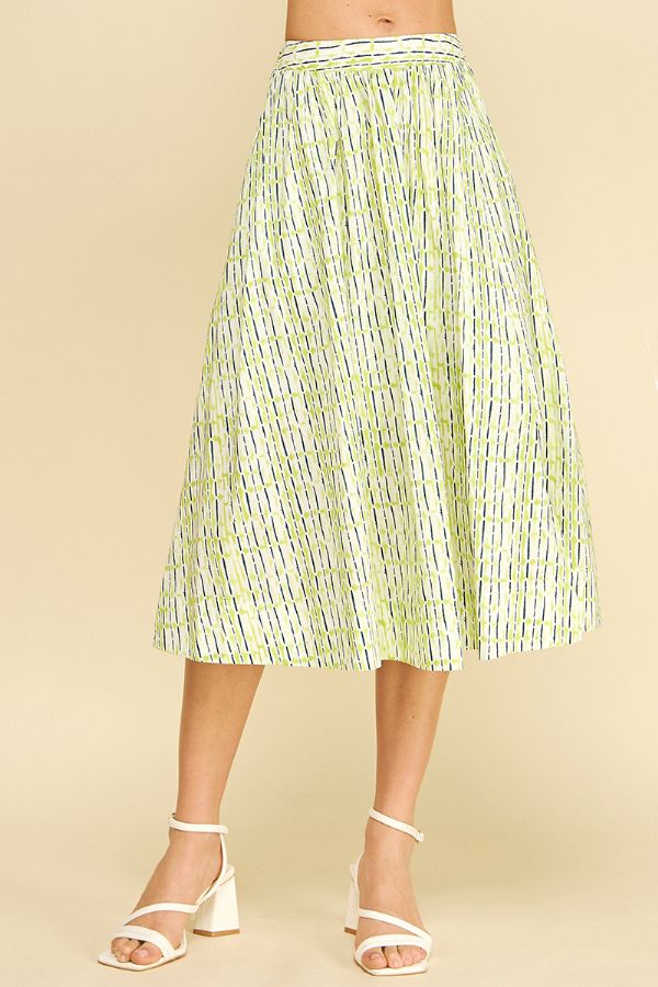 Geometric Print A-line Midi Skirt
