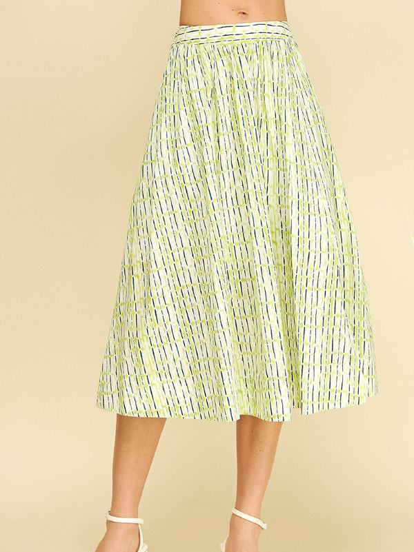 Geometric Print A-line Midi Skirt