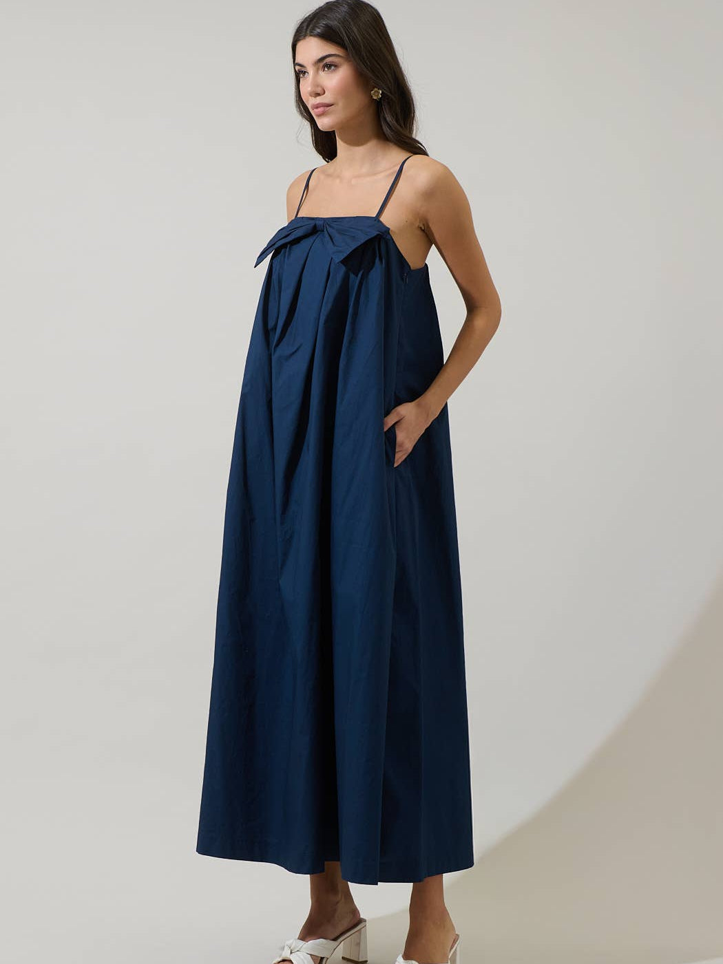 Melly Pleated Bow Maxi Dress