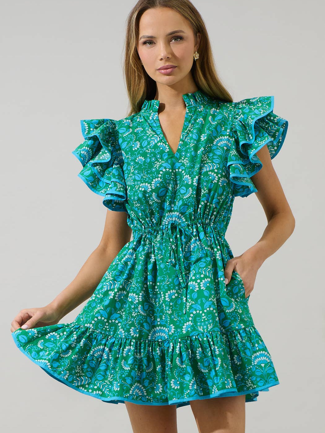 Alina Floral Ruffle Shift Mini Dress
