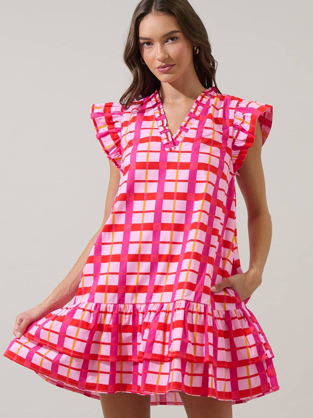 Darvy Checker Savie Shift Mini Dress