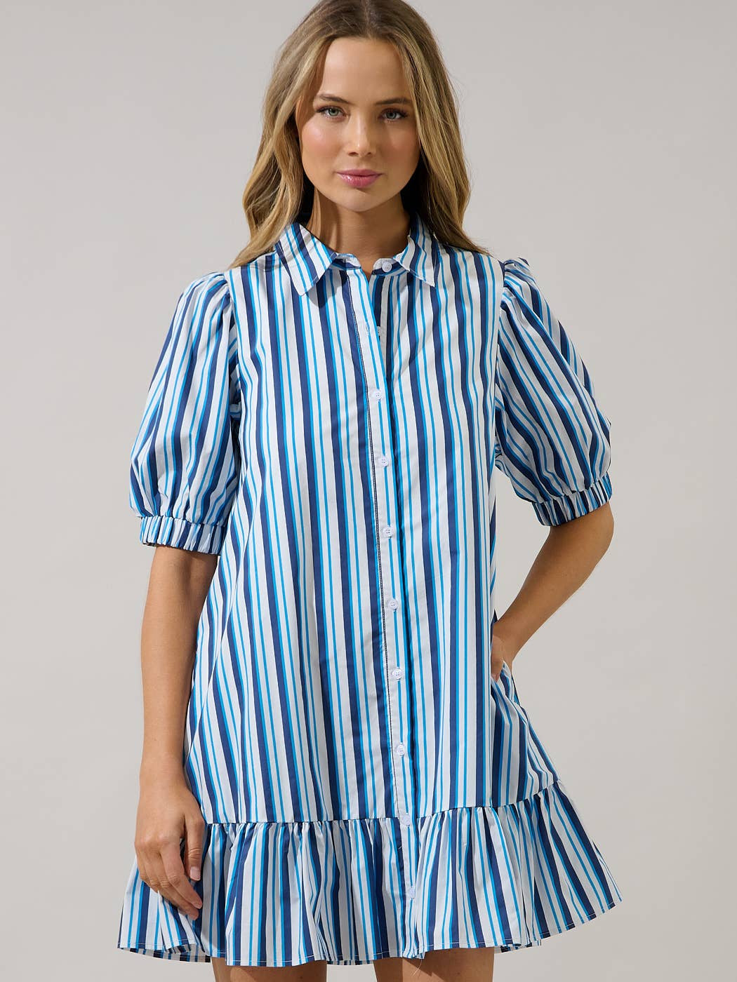 Levy Norra Stripe Button Down Shift Dress