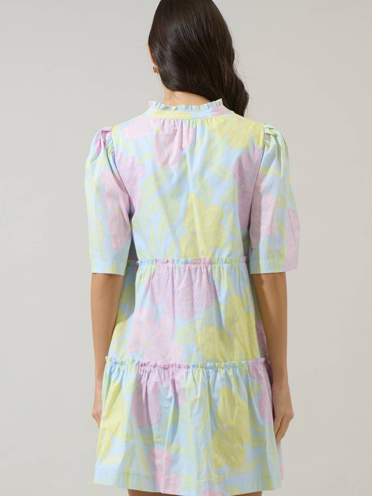 Brisa Floral Dixie Split Neck Shift Dress