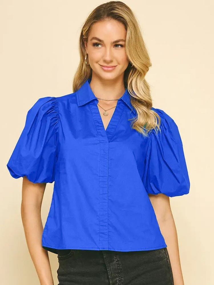 Bubble Sleeve Blouse Top