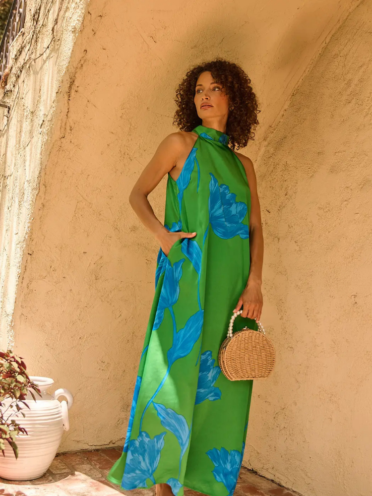 Giantia Floral Halter Maxi Dress