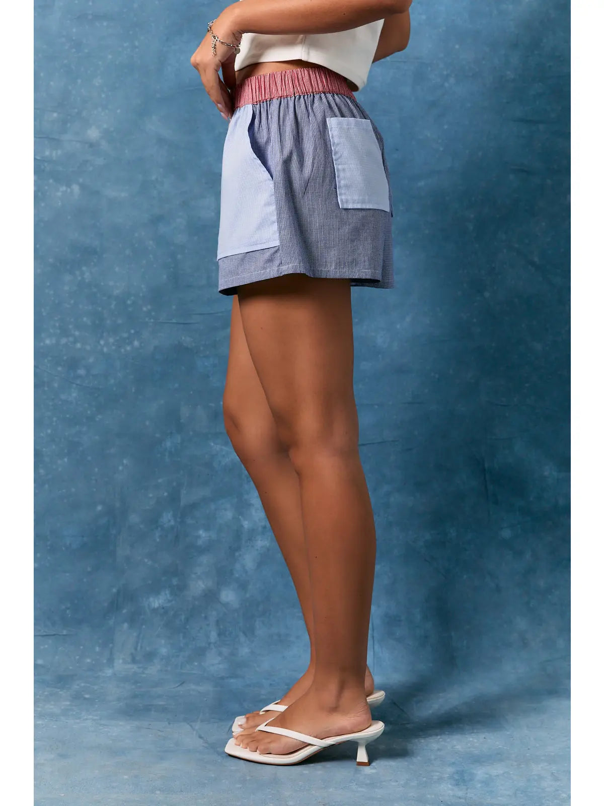 Gingham Contrast Low Rise Shorts