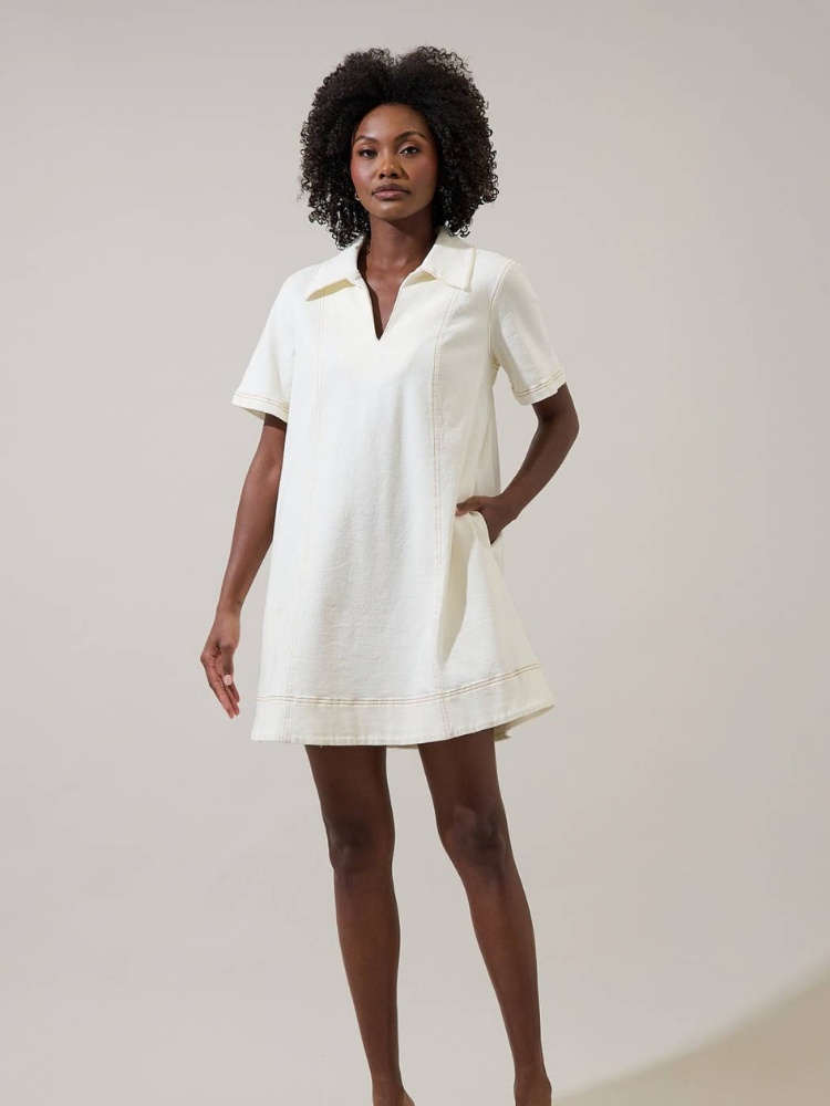 Rosalind Denim Shift Mini Dress