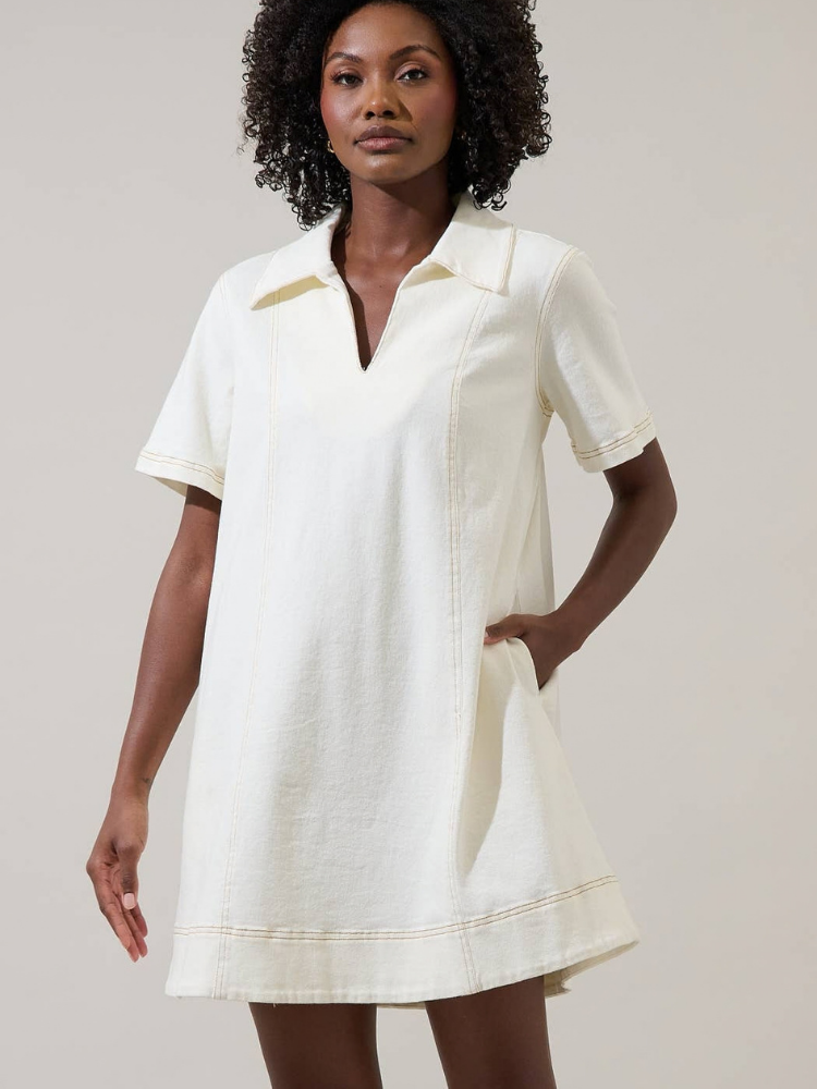Rosalind Denim Shift Mini Dress