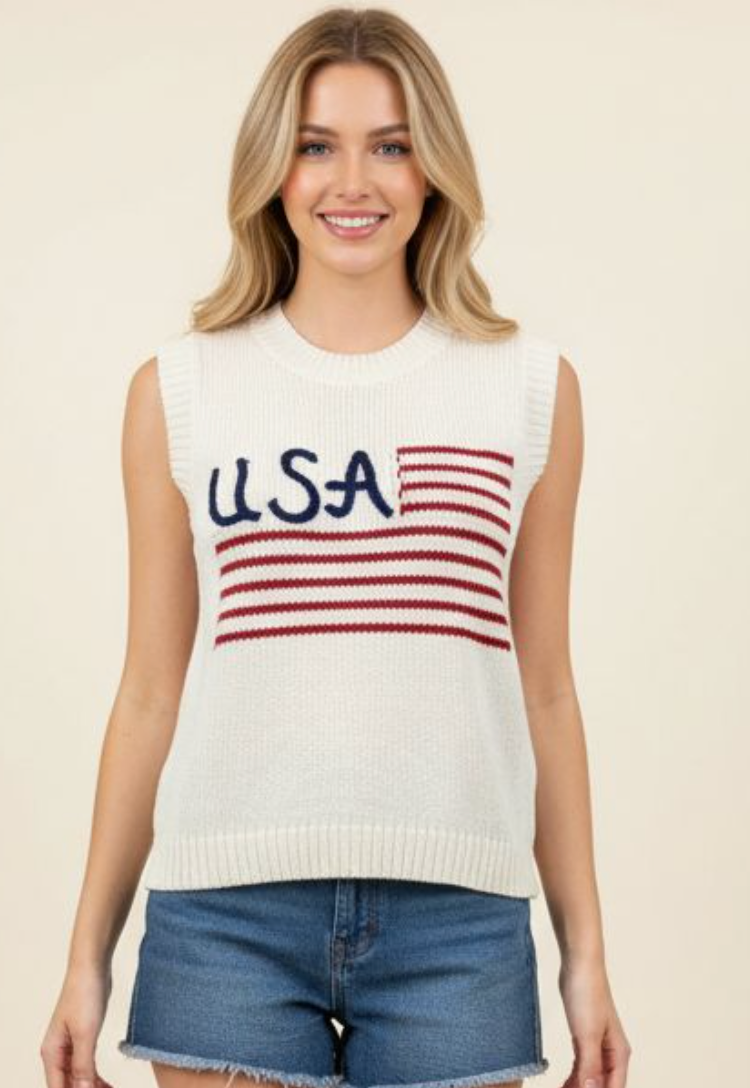American Flag Sweater Top