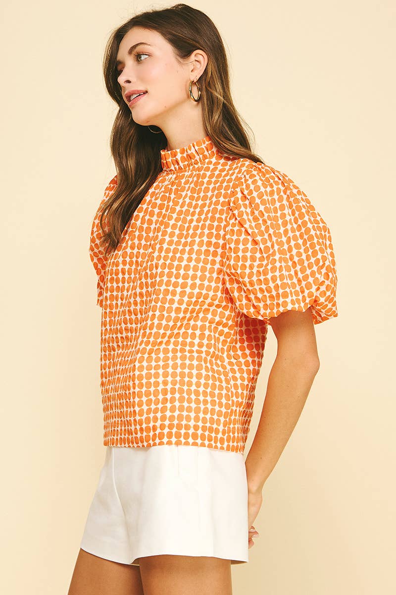 Polka Dot Button Blouse Top