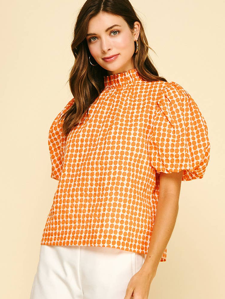 Polka Dot Button Blouse Top