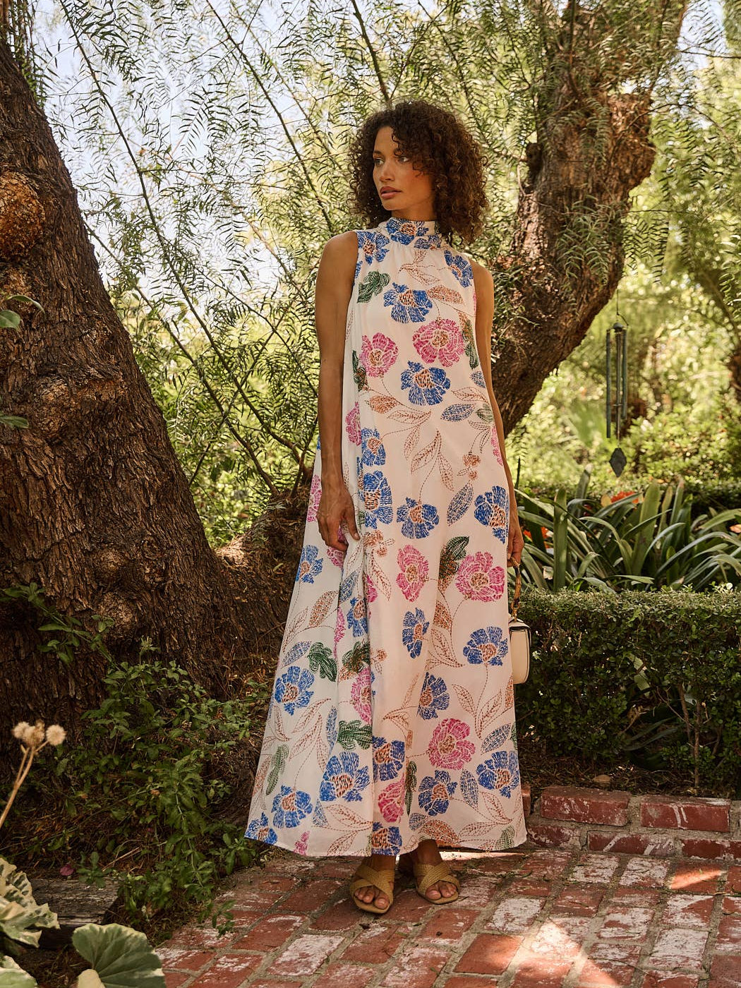 Akiya Wild Poppy Mockneck Maxi Dress