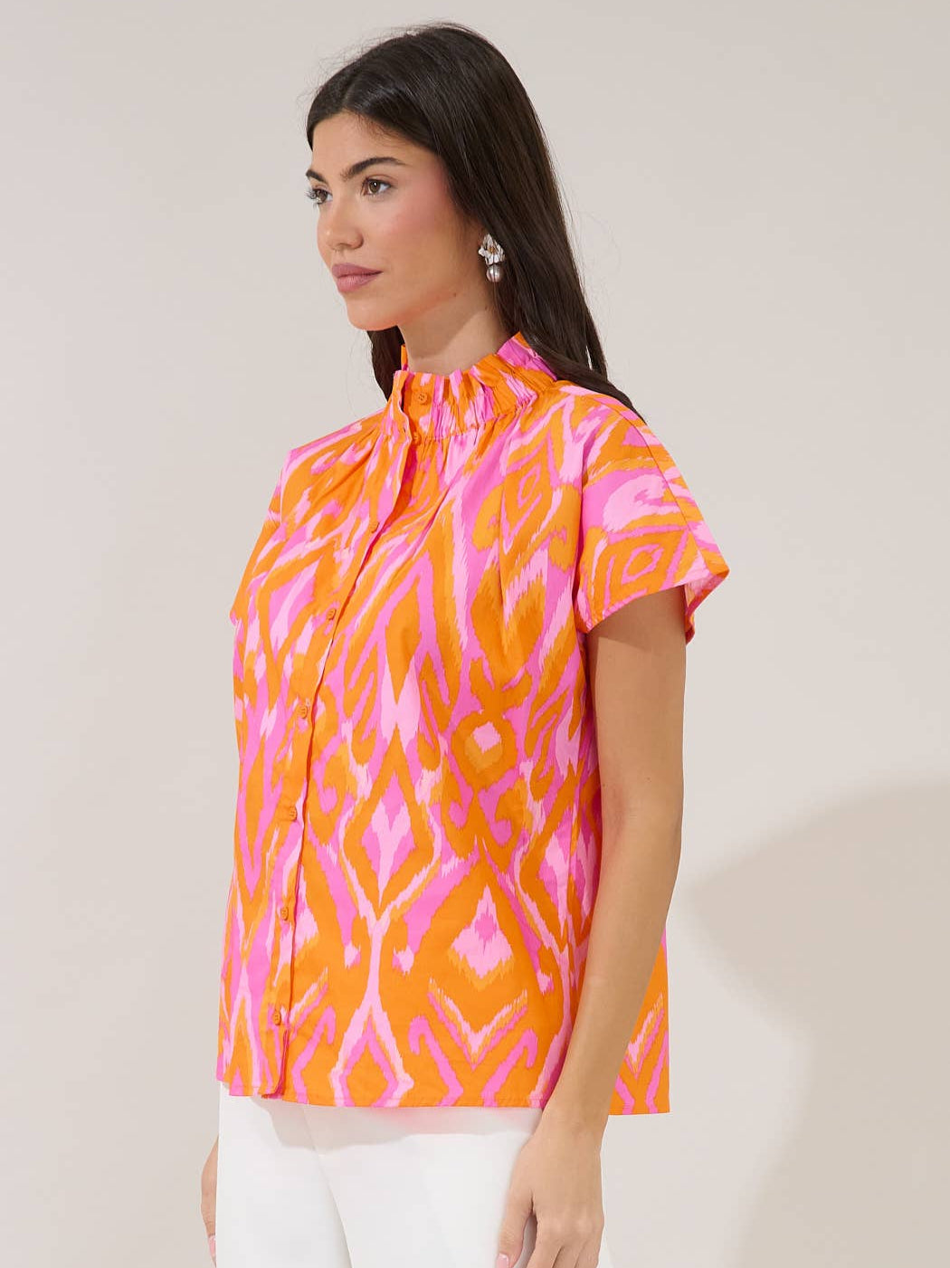 Patma Ikat Mock Neck Top