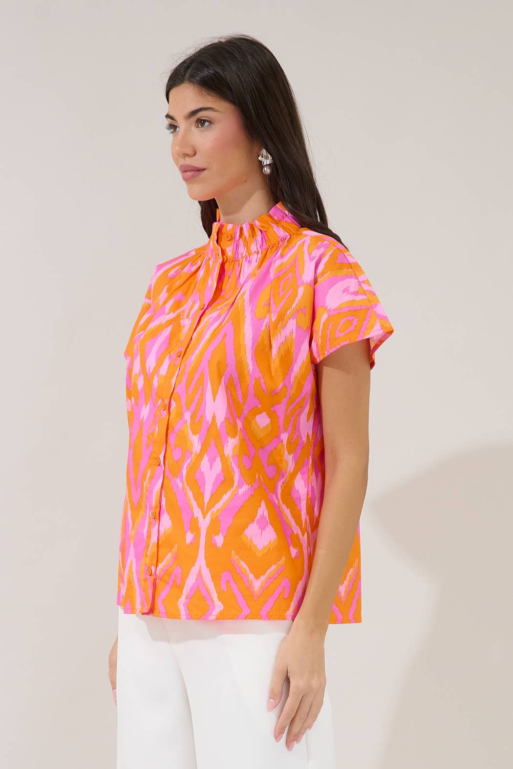 Patma Ikat Mock Neck Top