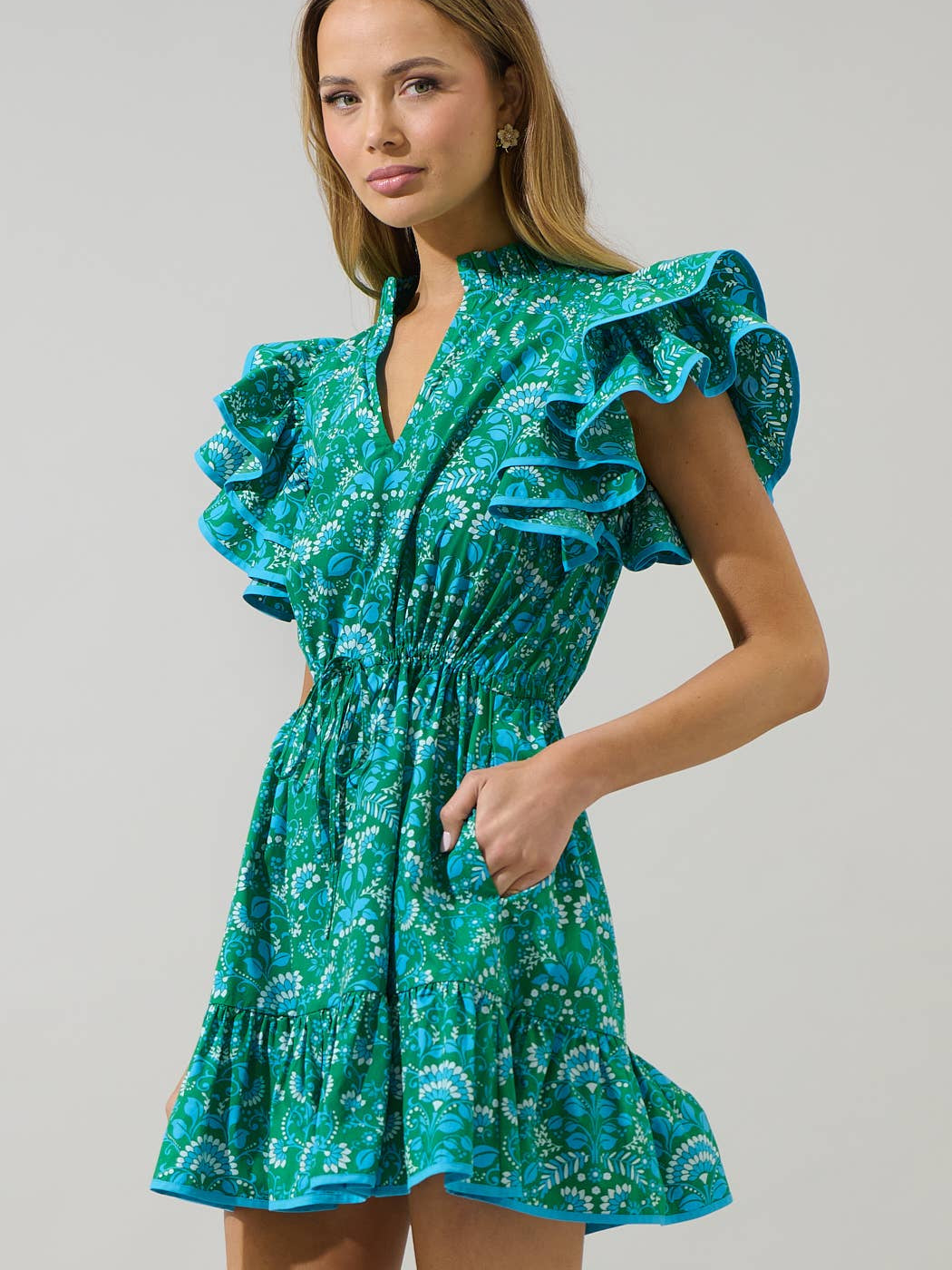 Alina Floral Ruffle Shift Mini Dress