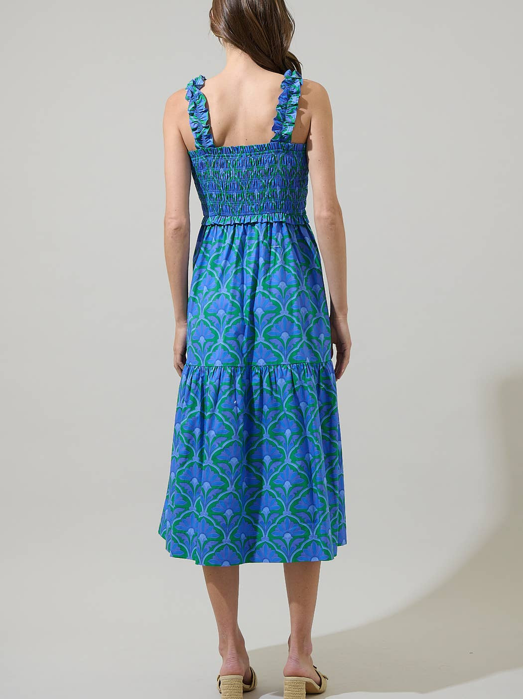 Sera Floral Ember Smocked Midi Dress