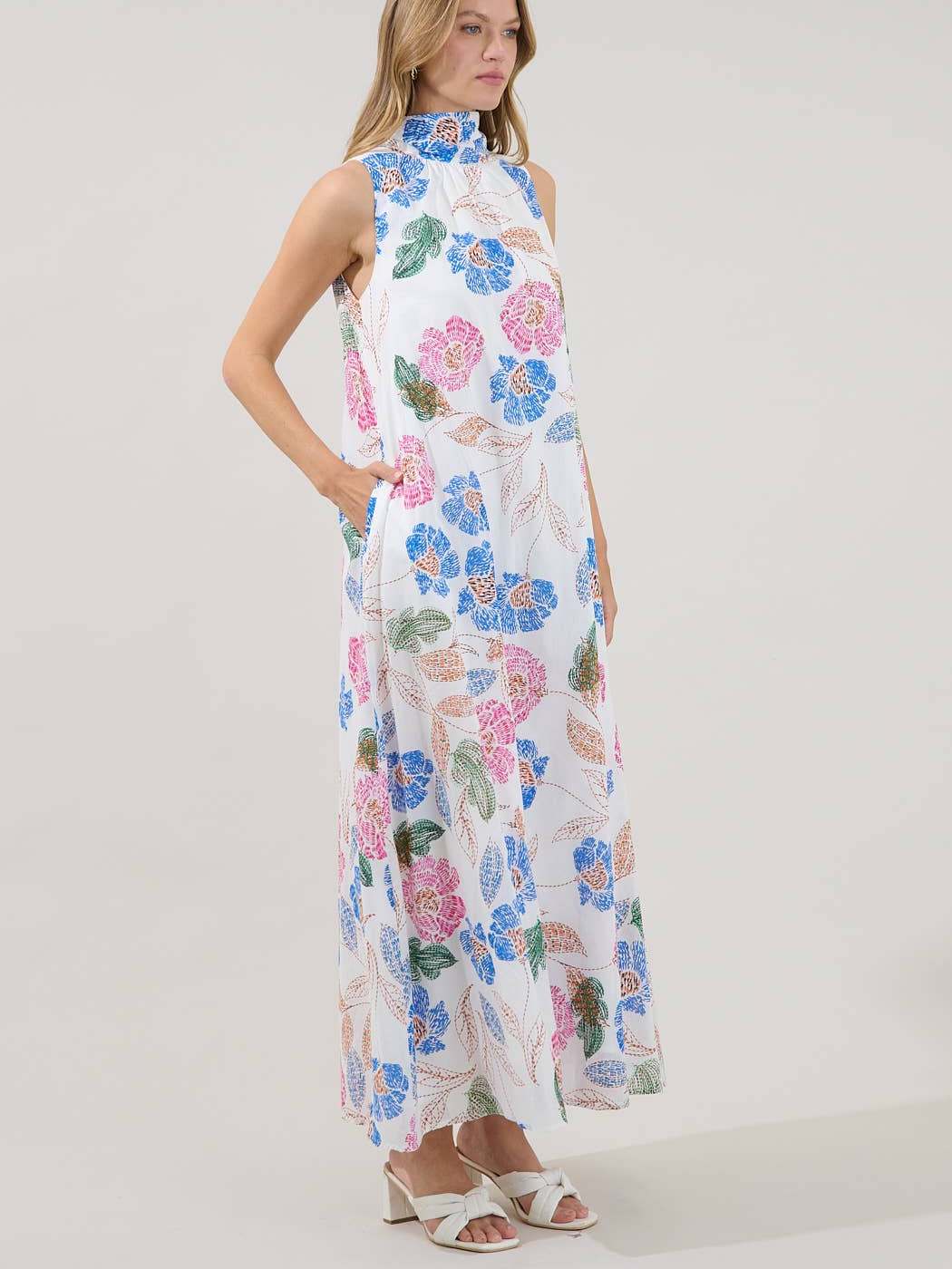 Akiya Wild Poppy Mockneck Maxi Dress