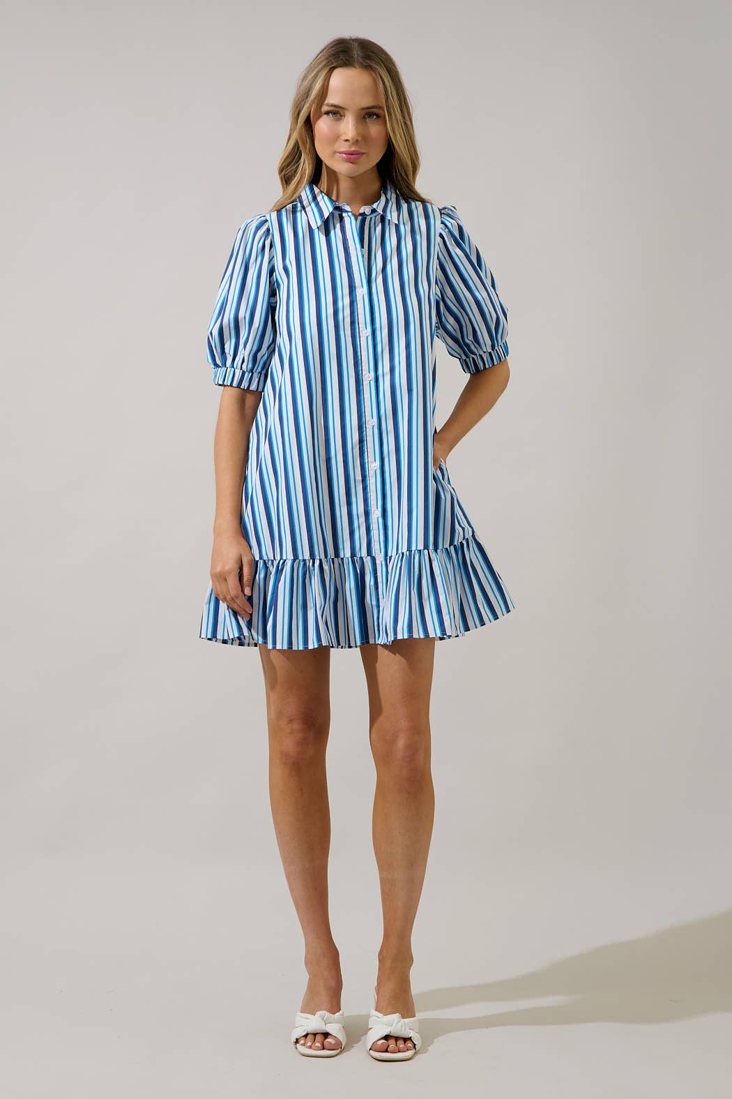 Levy Norra Stripe Button Down Shift Dress
