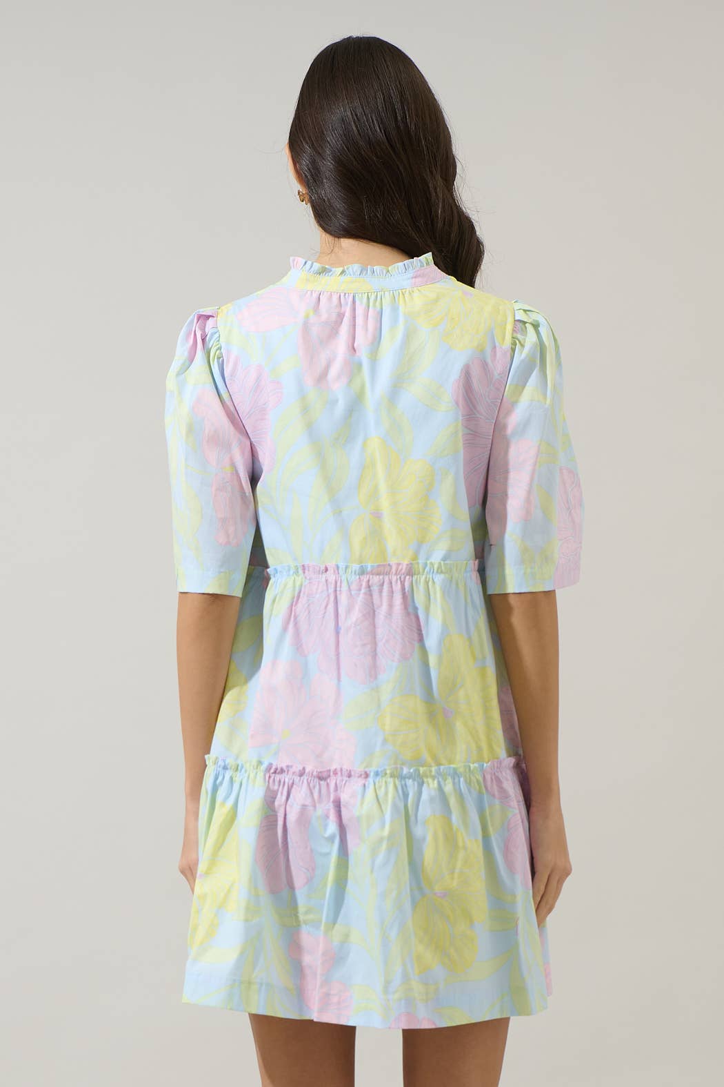 Brisa Floral Dixie Split Neck Shift Dress