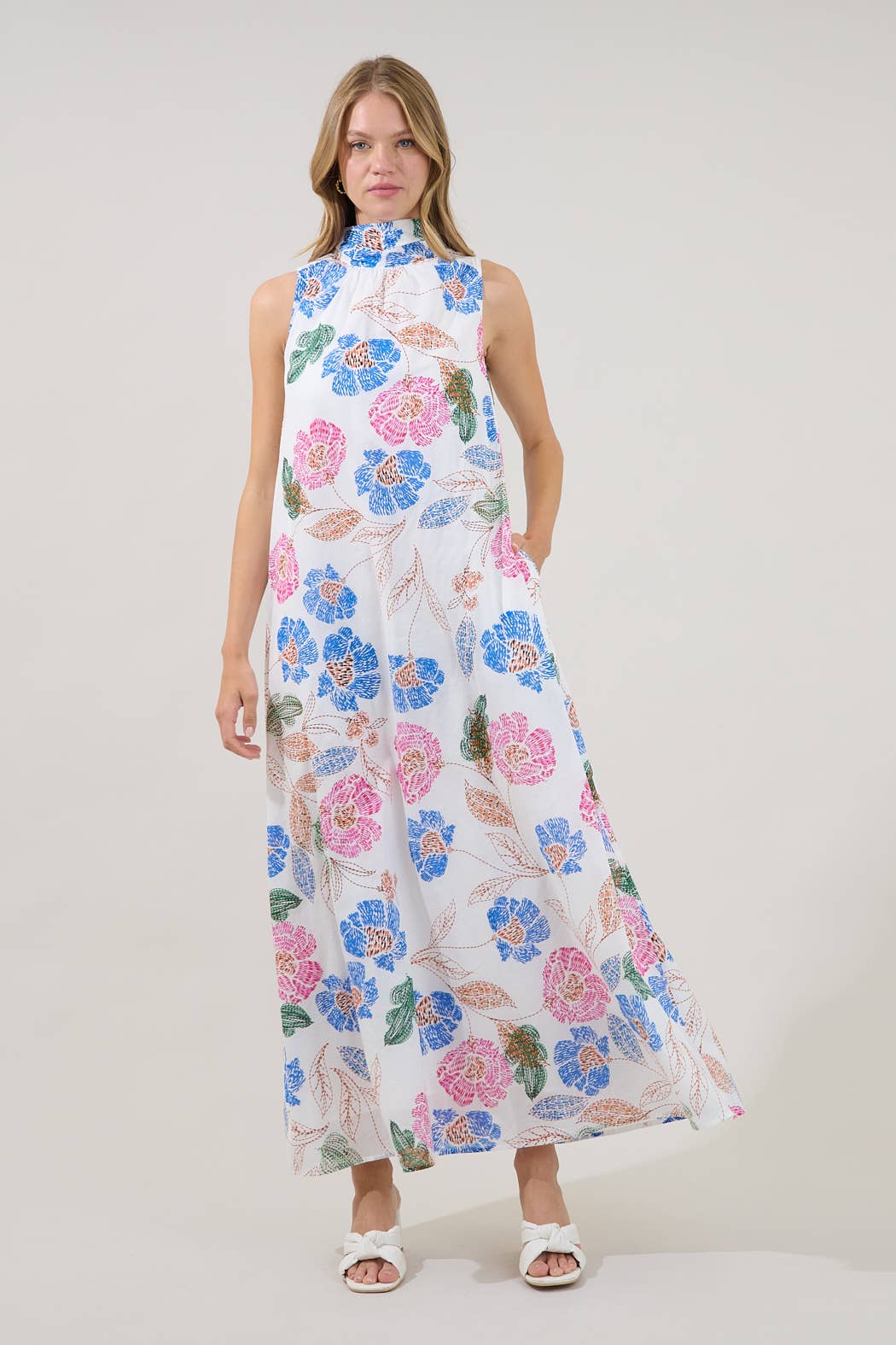 Akiya Wild Poppy Mockneck Maxi Dress