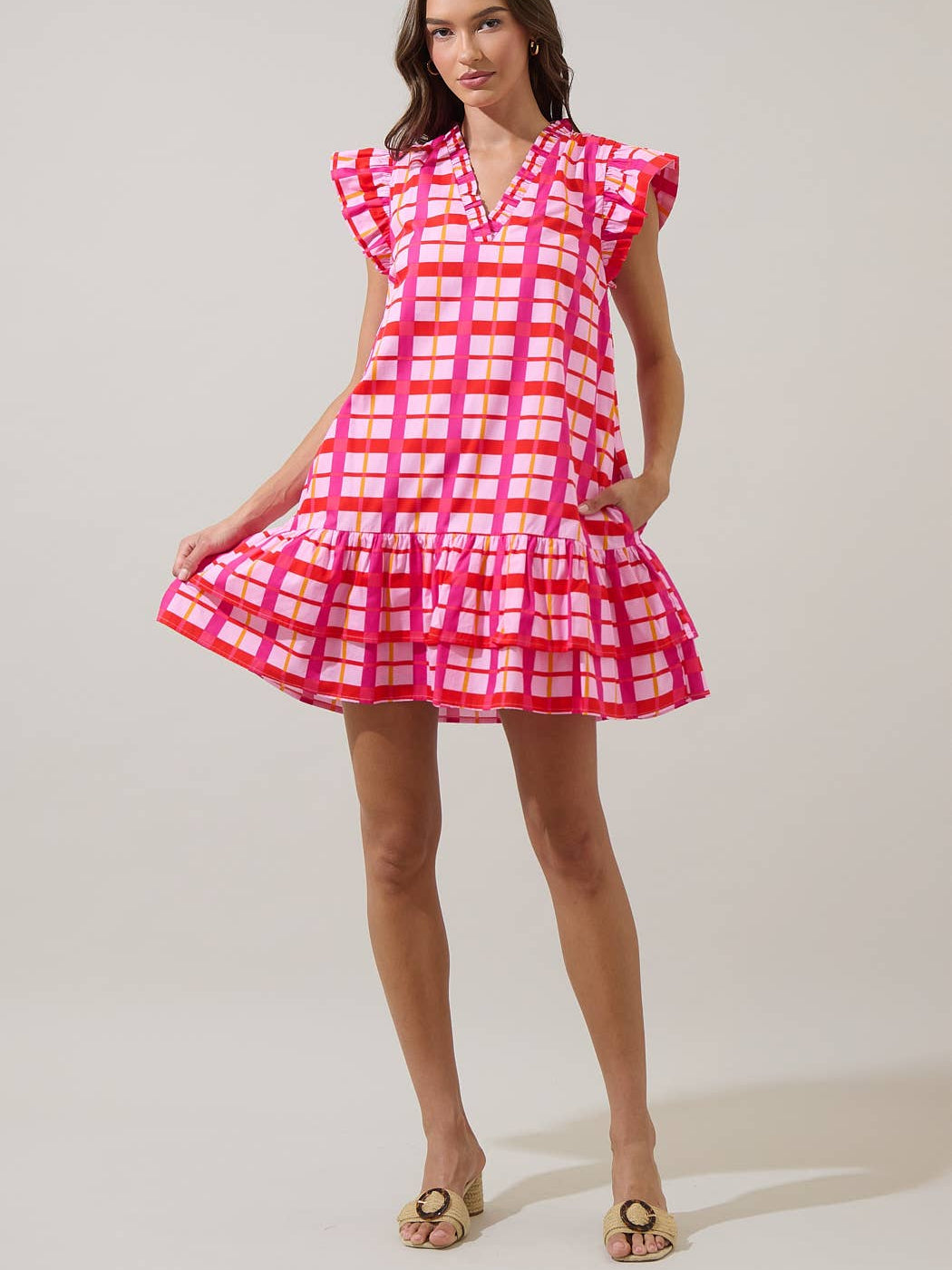 Darvy Checker Savie Shift Mini Dress