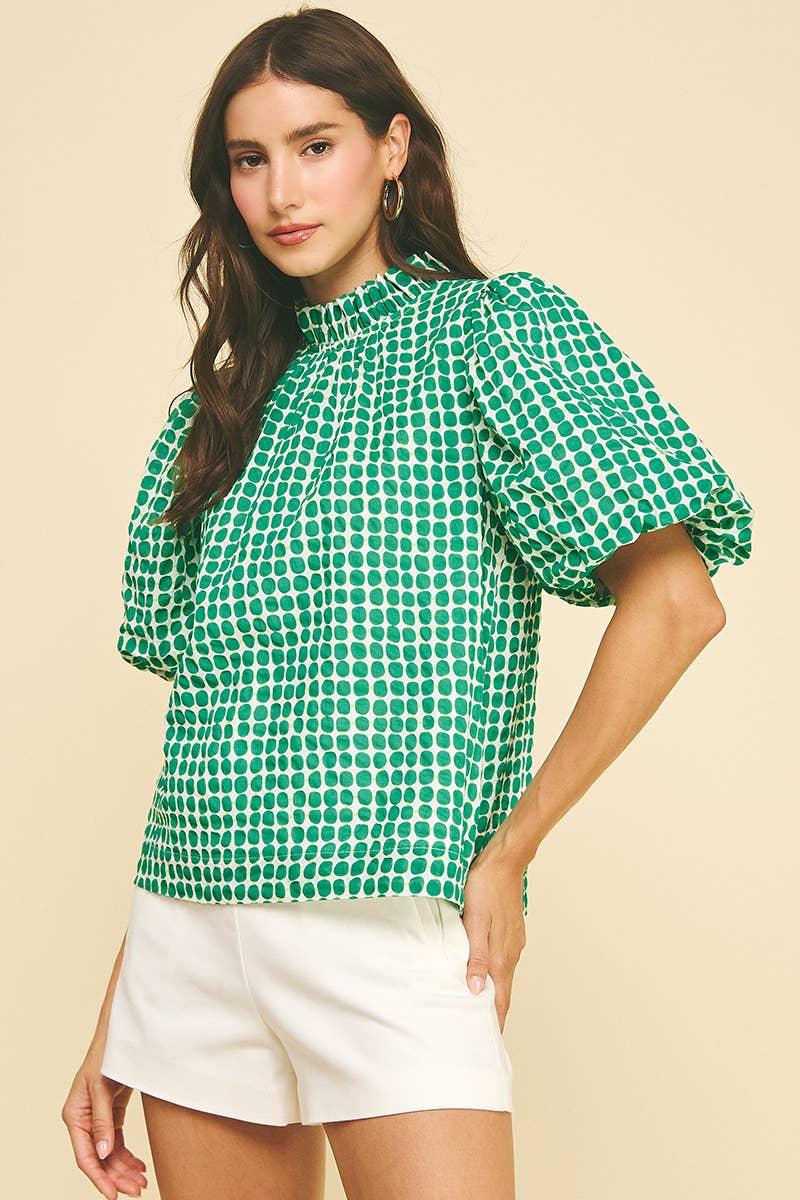 Polka Dot Button Blouse Top