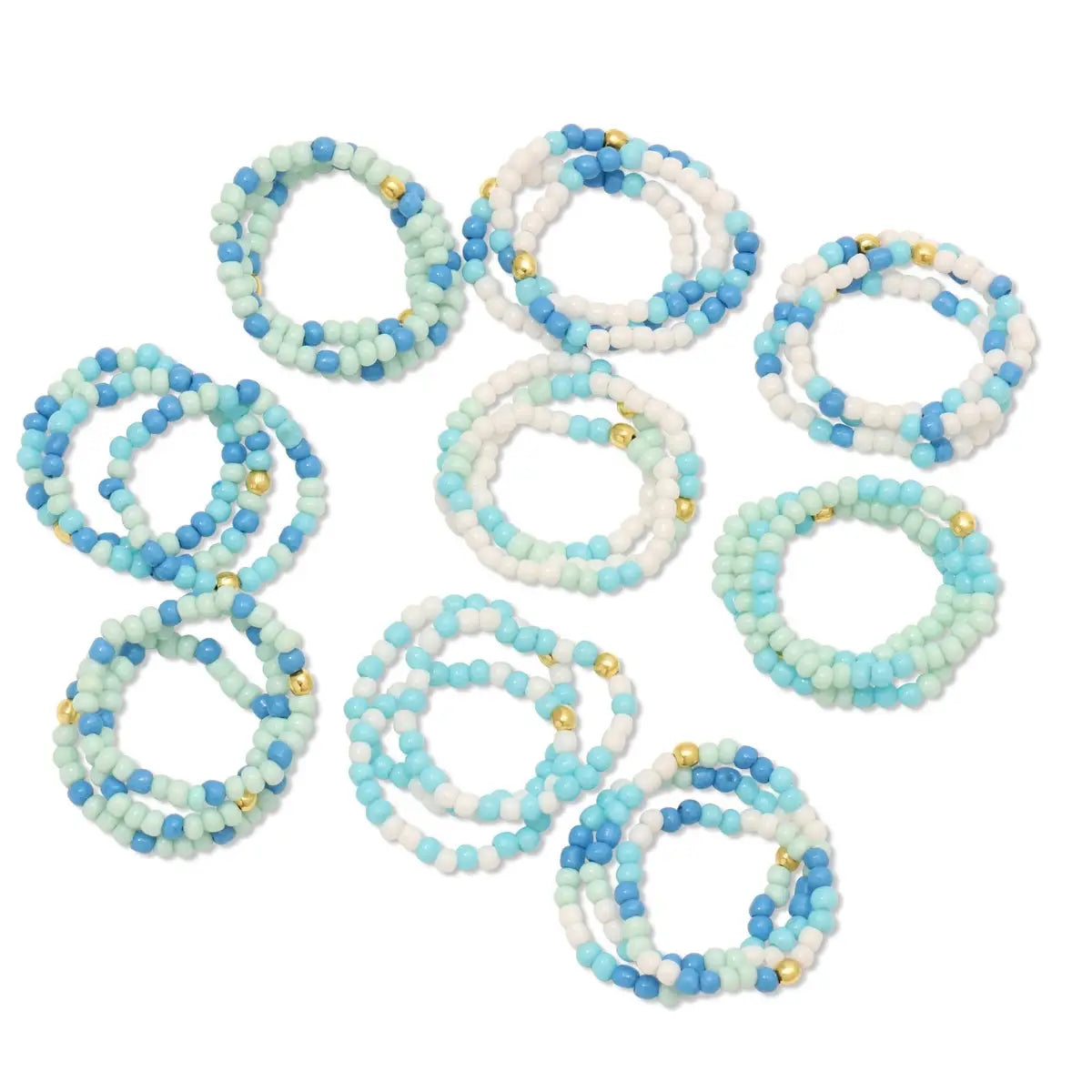 Seed Bead Solid Multi Color Stretch Ring