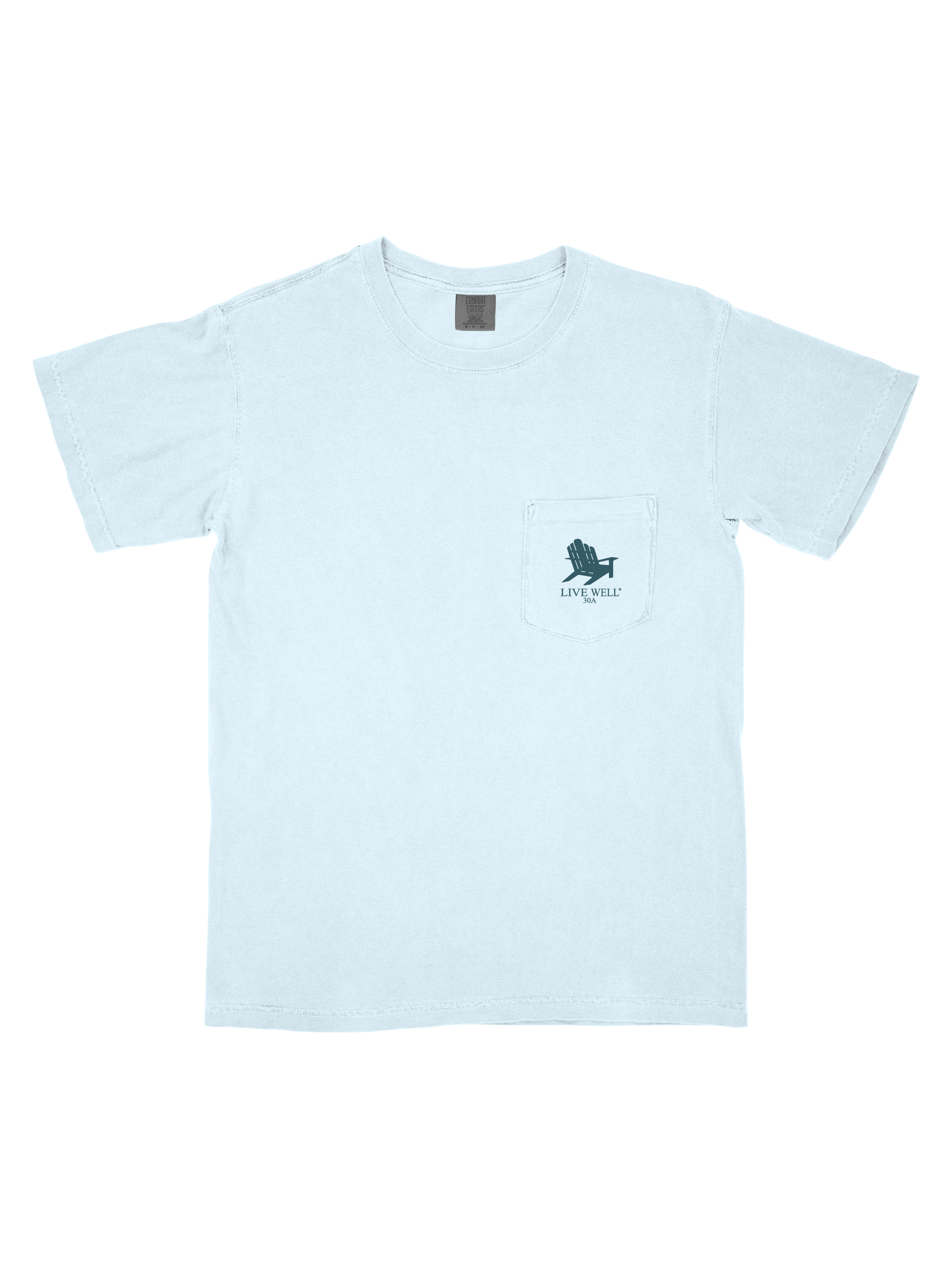 Live Well Watercolor Boats Pocket T-Shirt