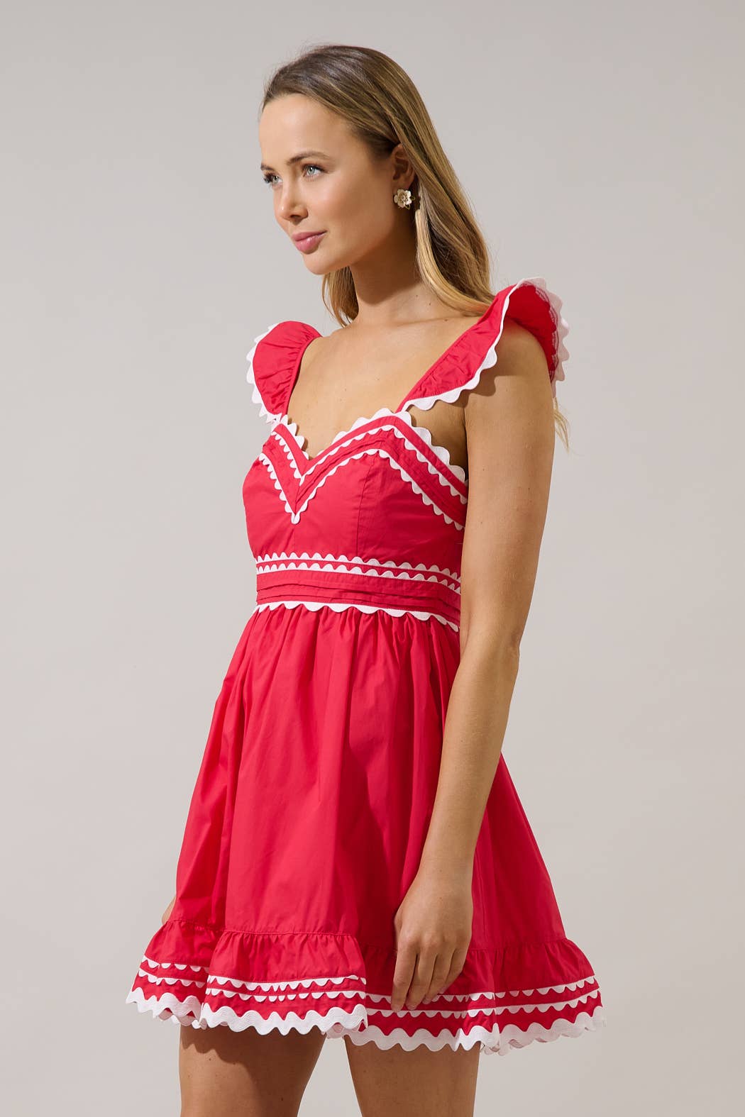 Gennie Contrast Ruffle Mini Dress
