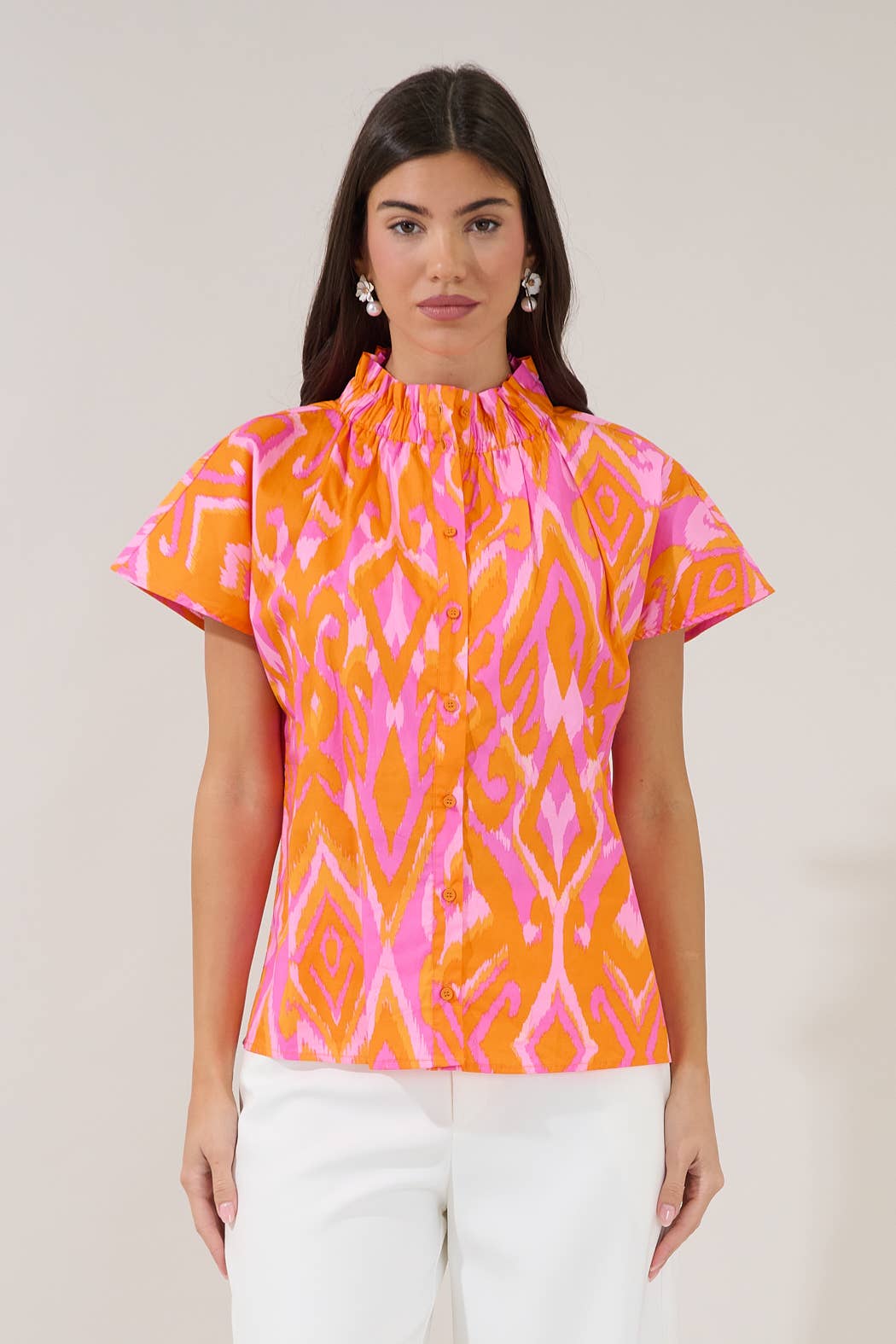 Patma Ikat Mock Neck Top