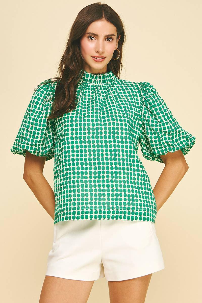 Polka Dot Button Blouse Top