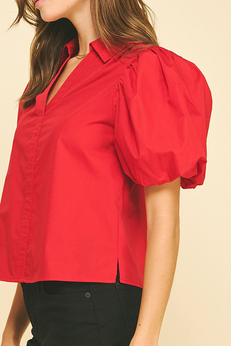 Bubble Sleeve Blouse Top