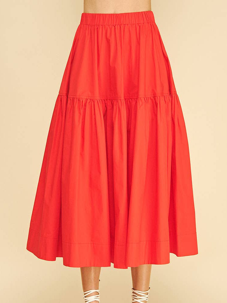 Poplin Tiered Midi Skirt