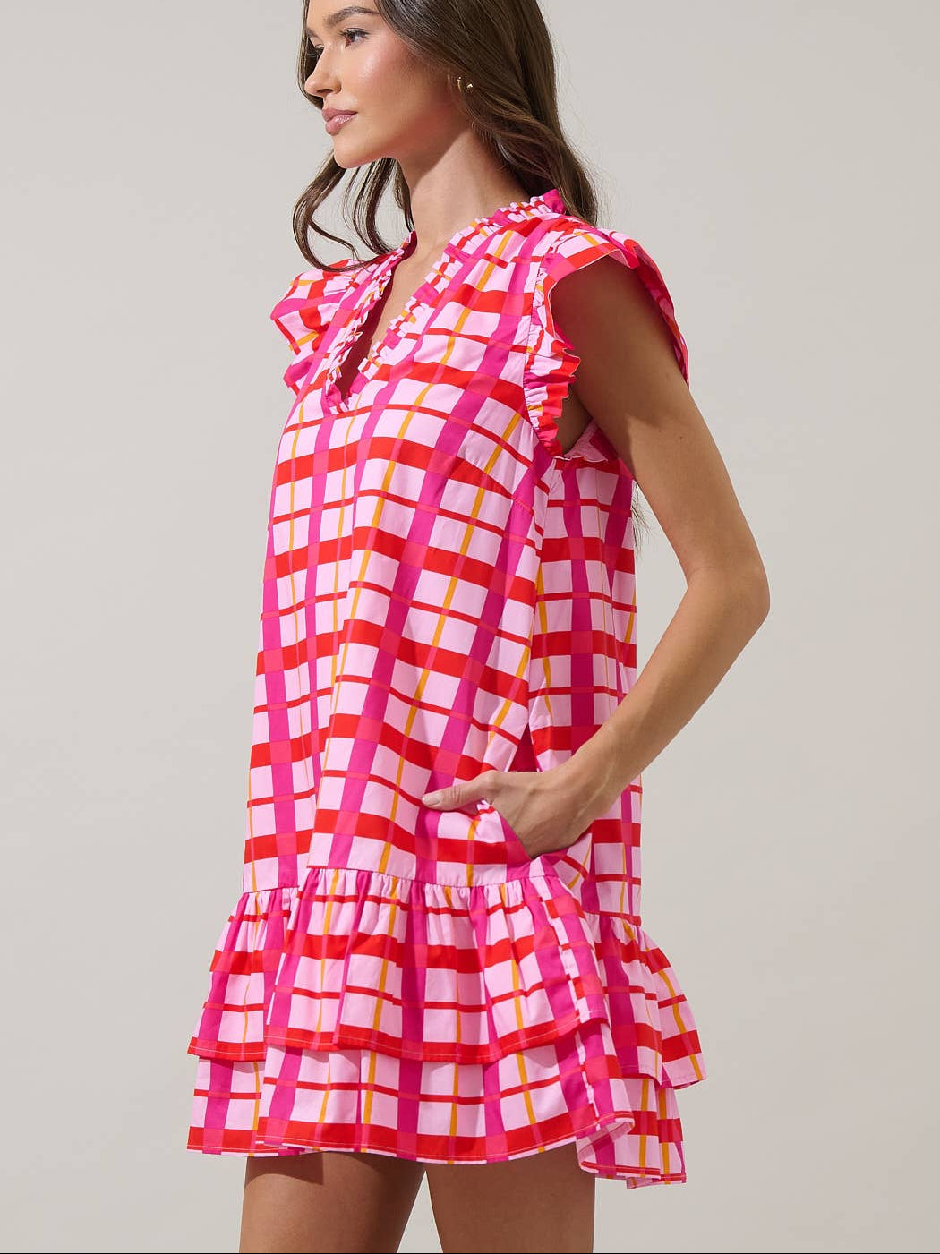 Darvy Checker Savie Shift Mini Dress