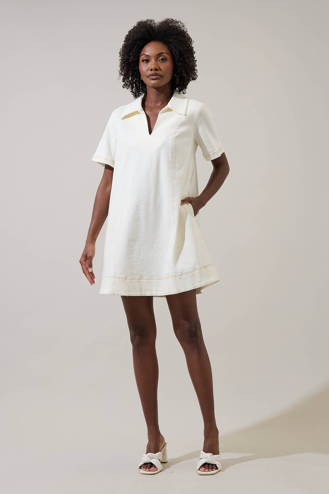 Rosalind Denim Shift Mini Dress