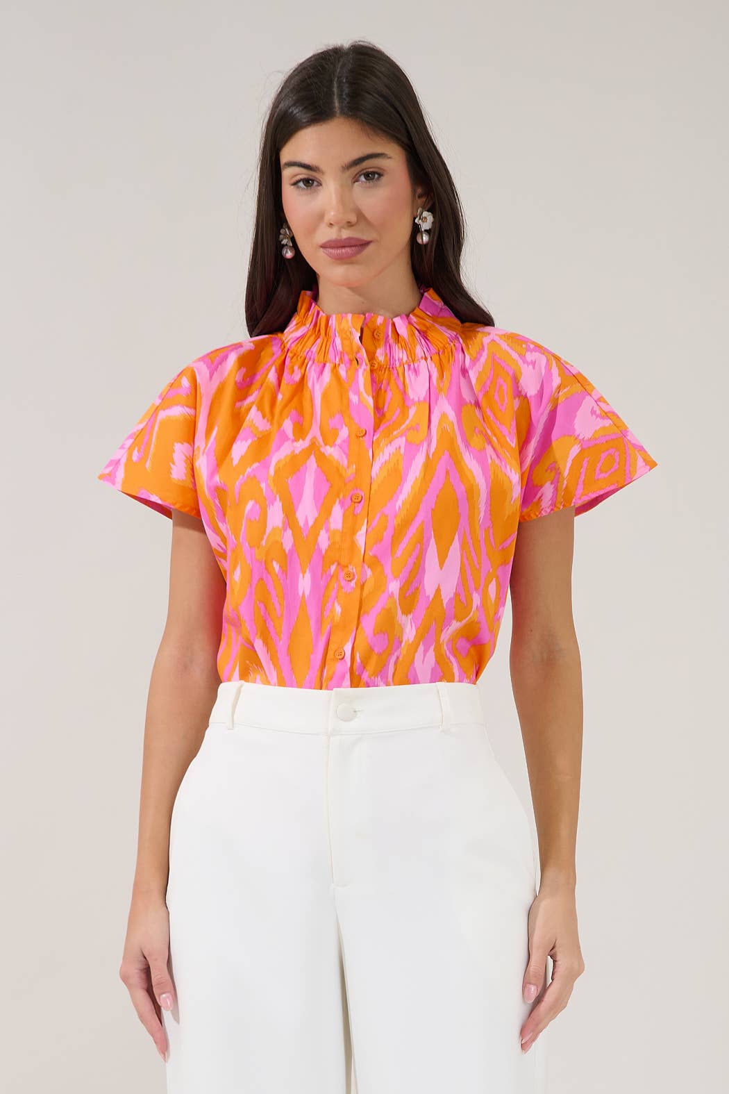 Patma Ikat Mock Neck Top