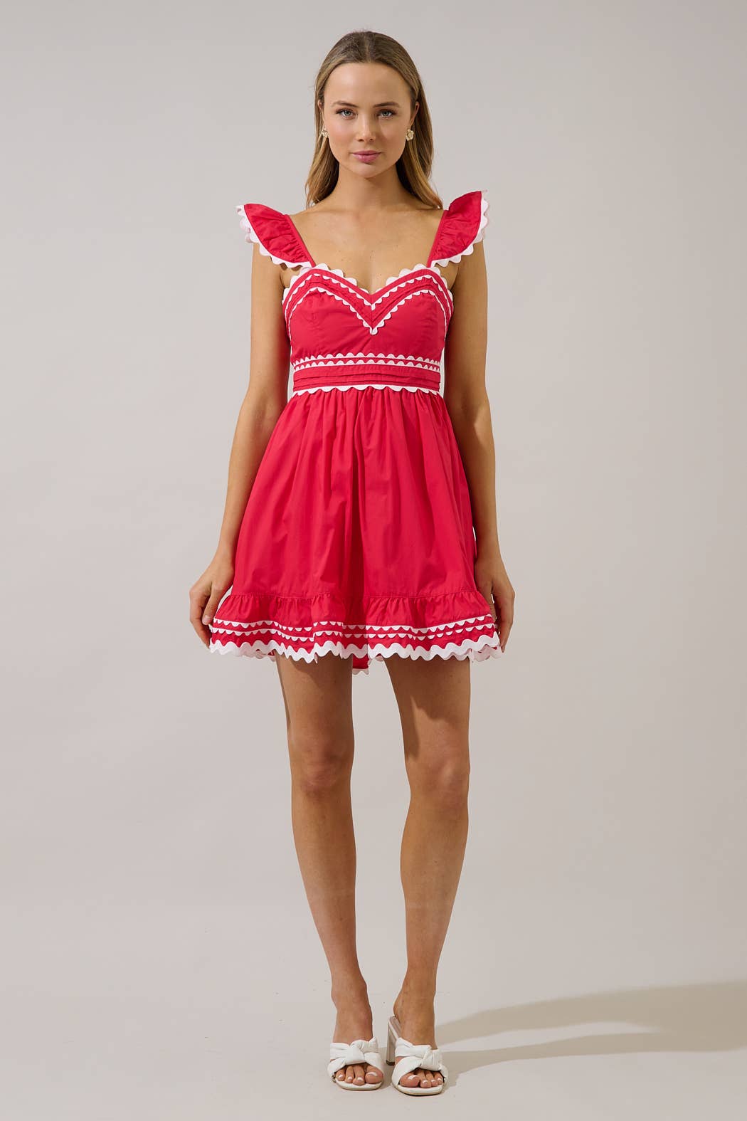 Gennie Contrast Ruffle Mini Dress