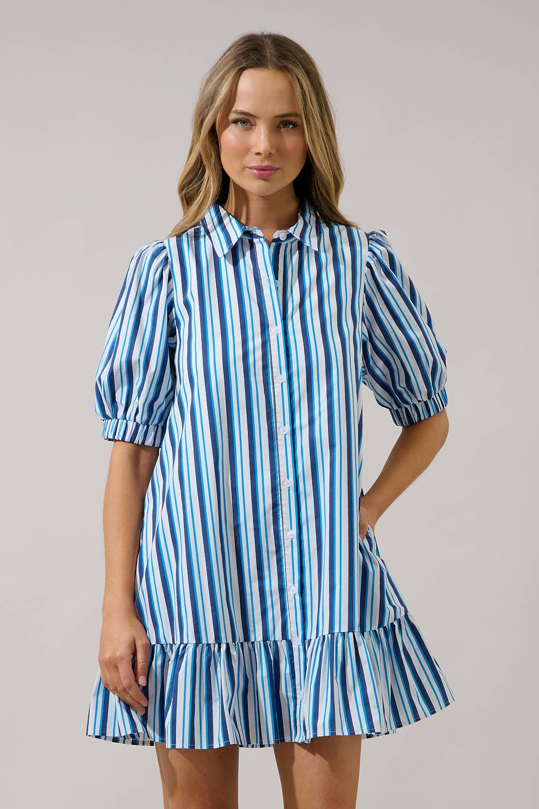 Levy Norra Stripe Button Down Shift Dress